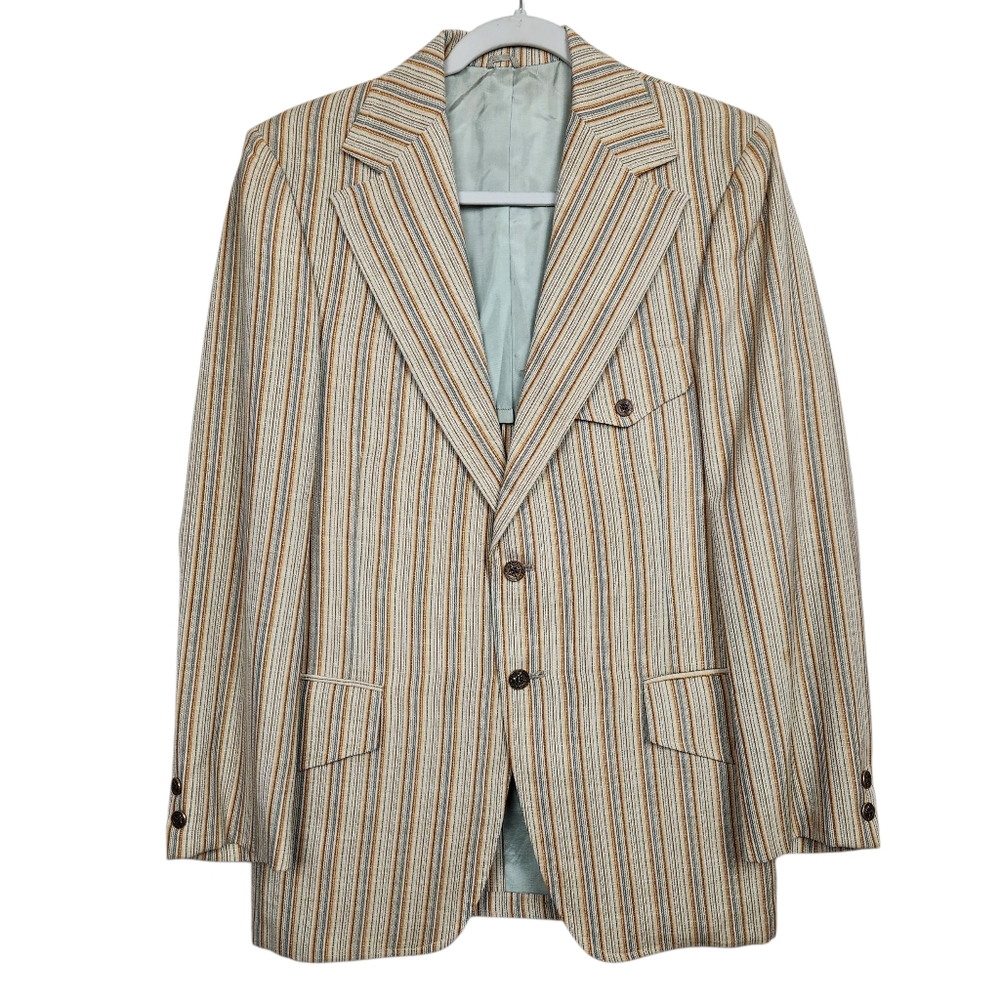 LaCrosse Vintage 70s 70's Disco Striped Sports Coat Dinner Jacket Mens Size 40R
